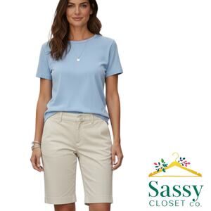 Vineyard Vines Light Tan Bermuda Cotton Stretch Shorts Women's Size 4 EUC